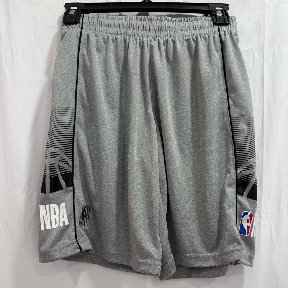 NBA Shorts Grey Polyester Elastic Waist Stretch Basketball L Youth 14/16